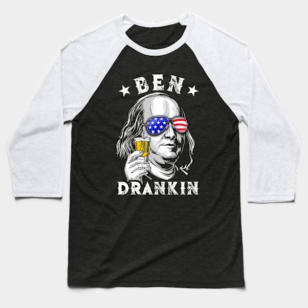 4th of July Shirt, Funny American Shirt, Ben Drankin, Beer Drinking Gift, Ben Franklin T-shirt for men and women Baseball T-Shirt by mittievance